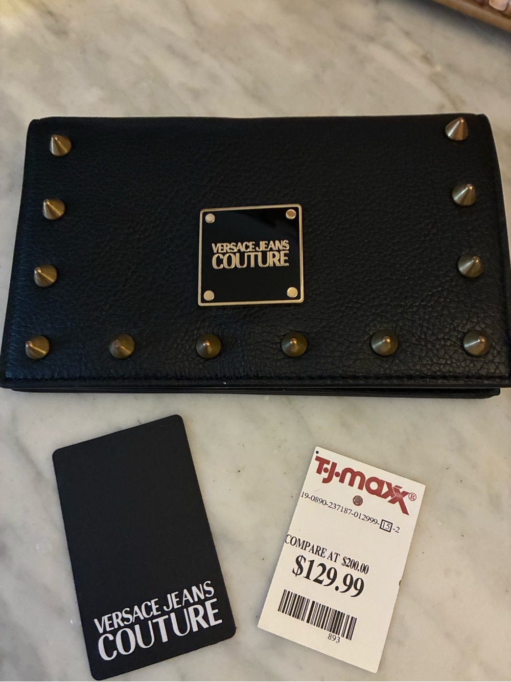 Versace Jeans Couture Black Wallet with Gold Studs